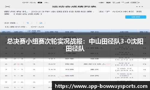 总决赛小组赛次轮实况战报：中山田径队3-0沈阳田径队