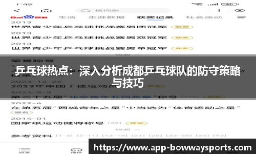乒乓球热点：深入分析成都乒乓球队的防守策略与技巧